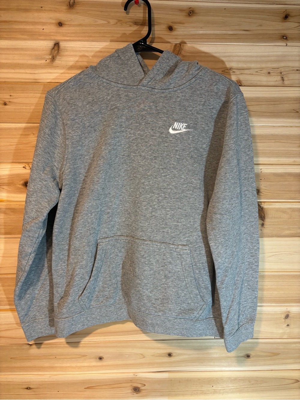Nike Youth Gray Pullover Hoodie with White Swoosh